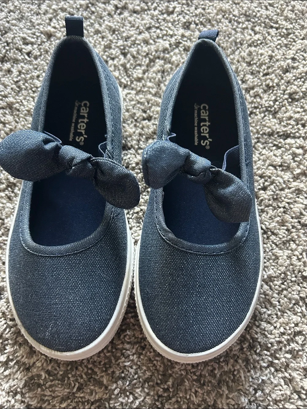 Carter's Navy Bow Slip-On Sneakers for Kids